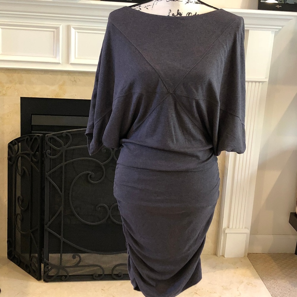 Anthropologie Bordeaux Ruched Dress - Sz Small